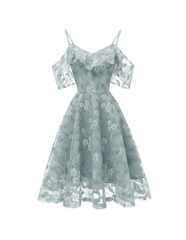 Sling Sleeves Flower Slim Women Sexy Swing Summer Lace Party Dress CD1627