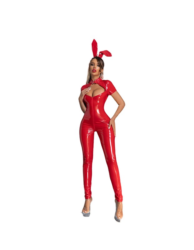 Sexy Bunny Girl Pvc Leather Bodysuit One Piece Shiny Jumpsuit XX680392
