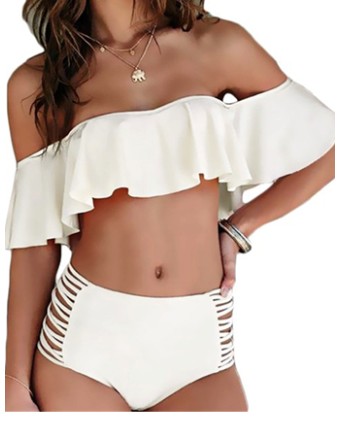 New style Solid Ruffles Sexy swimwear 1707