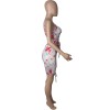 Fashion printing shorts set with hollow out two piece bandage M054