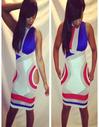 Sleeveless Hollow Out Fashion Midi Bodycon Bandage Dress M3817