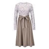 Leopard Print Plaid Long Stitching Body Lace Up Ladies Evening Jersey Dress LQ169