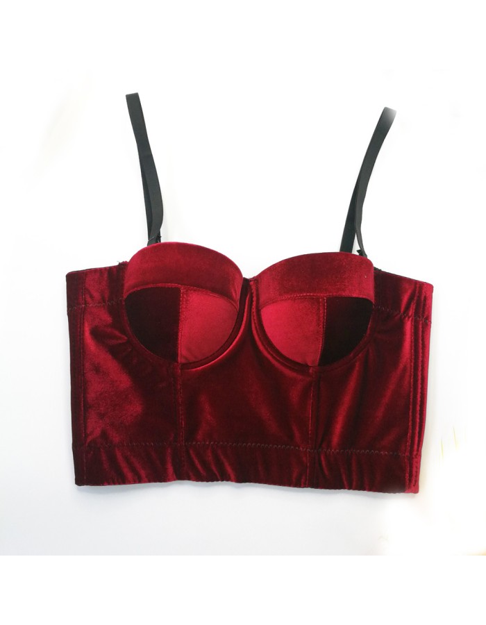 Real Velvet Bra Solid Color Steel Ring Body Shaping Vest All-Match Corset KN8199