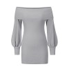 Sexy Bag Hip Black Strapless Lantern Long Sleeve Mini Ribbed Dress LQ171