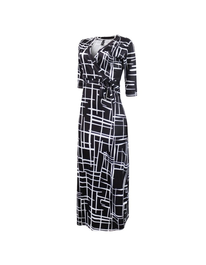 Hot Sale Long Printed Lady Dresses Casual Maxi Dress Women M8193