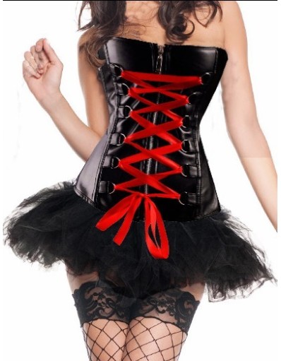 2013 new women adult black leather corset m1211A