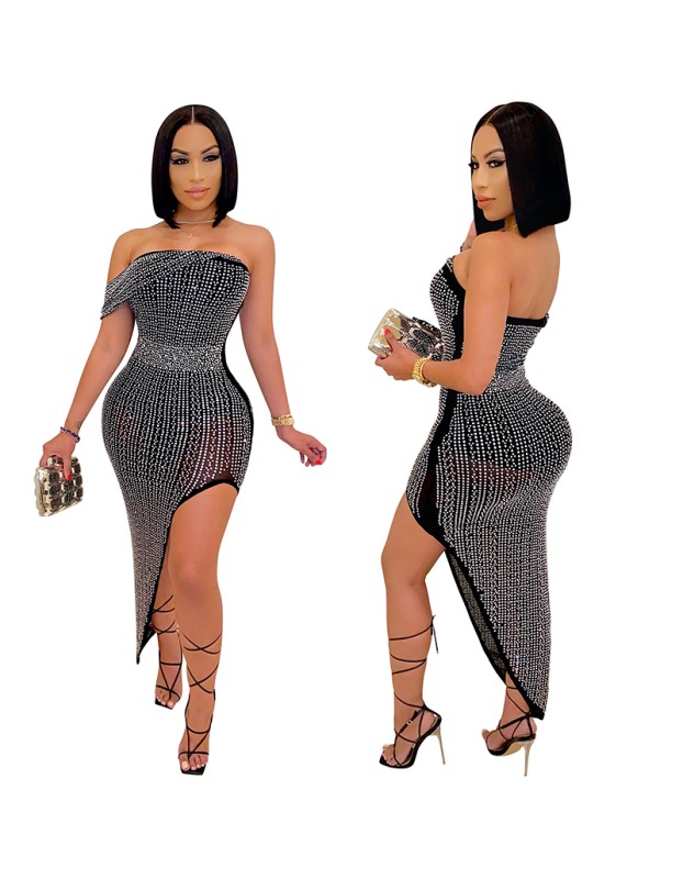 Breast Wrap Hot Drills The Net Yarn Party Dresses For Girls X5046