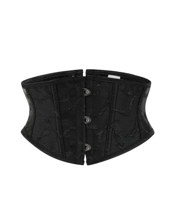 Black Embossed Jacquard Short Torso Underbust Corset Waist Slimming Shaperwear Belt 22067