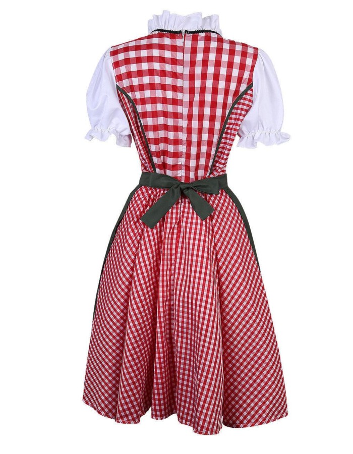 Red Plaid Women Oktoberfest Costume Plus Size M40536