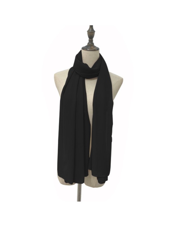 Muslim Style Scarfs Hijabs Monochrome Headscarf Silk Scarf For Women 006