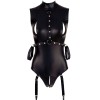 Sexy Fetish Bondage Bodysuit Cupless Faux Leather Nightculb Catsuit