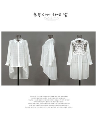 White floral embroidery beachwear M5317