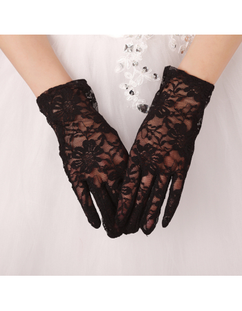 Fashion black floral lace gloves G1502