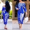 Women Long Sleeve Printed Bodycon Midi Dress m8241