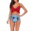 High Waist Sexy Floral Print Ruffles Bikini Set CC73