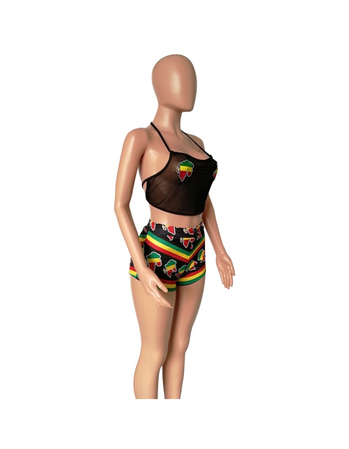 Women Summer Sexy Sheer Mesh Two Piece Set M8155