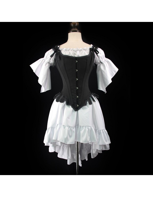 Retro Style Fan Shaped Corset Skirt U Collar Steel Bone Corset WK2297