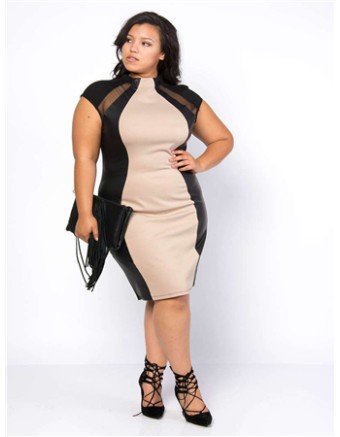 2016 plus size fashion high collar dress M30111