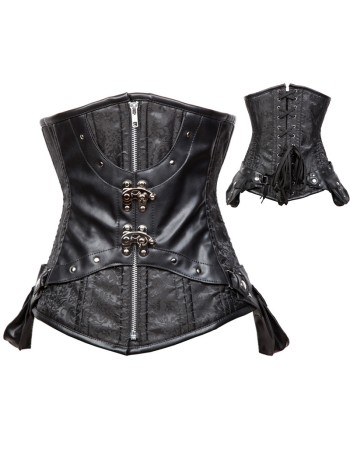 Plus Size 6XL Zipper Steel Boned Lace Up Corset M1423