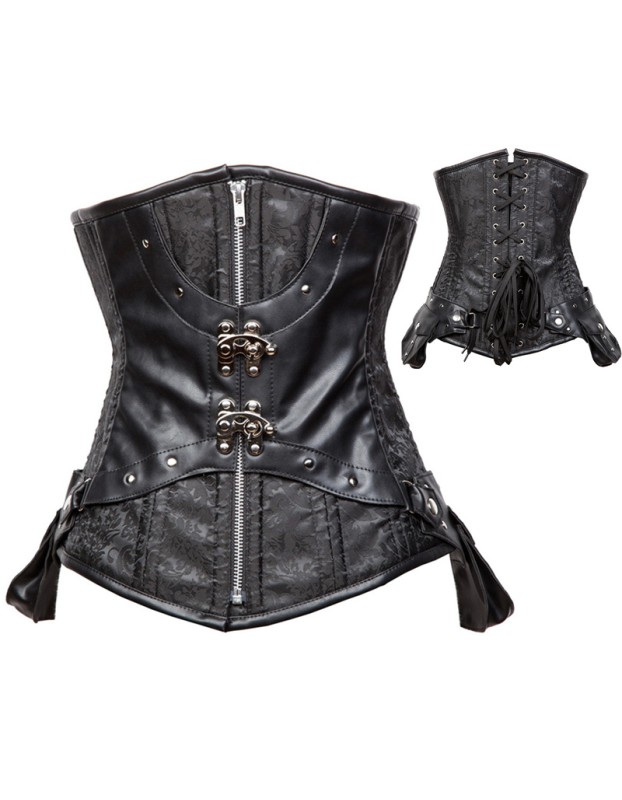 Plus Size 6XL Zipper Steel Boned Lace Up Corset M1423