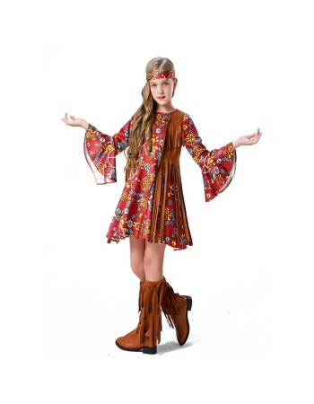Halloween Carnival Children's Concert Hippie Rock Girl Costumes YM5607