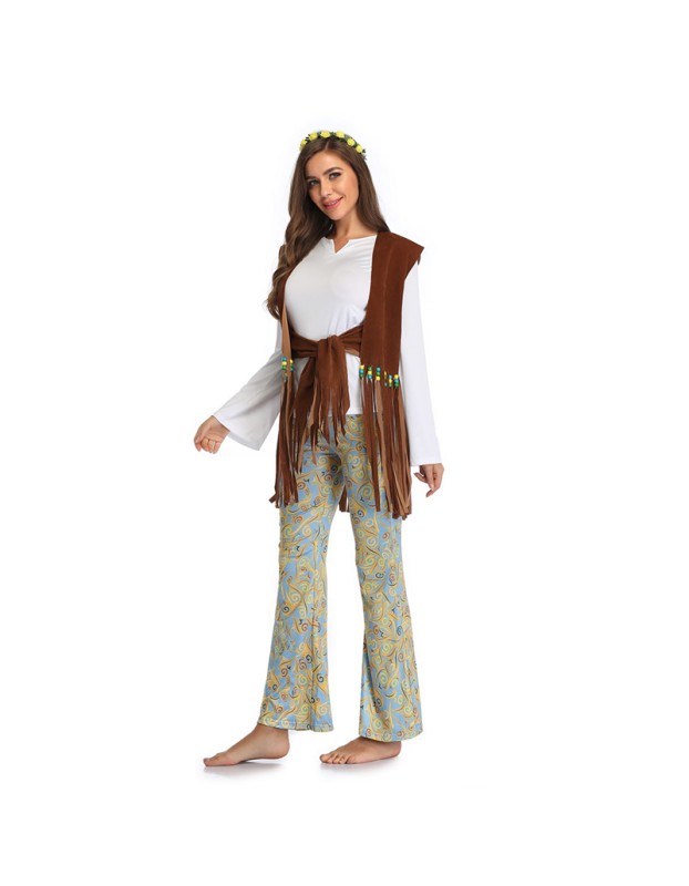 Indian Adult Couple Costume Tribe Princess Hip Hop Fringe Cosplay SM3348