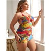 Flounces Swimsuit V  Neck Floral Print Sexy High Waist Womens Bikini 678