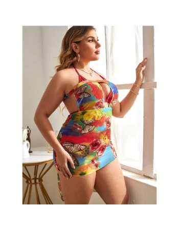 Flounces Swimsuit V  Neck Floral Print Sexy High Waist Womens Bikini 678