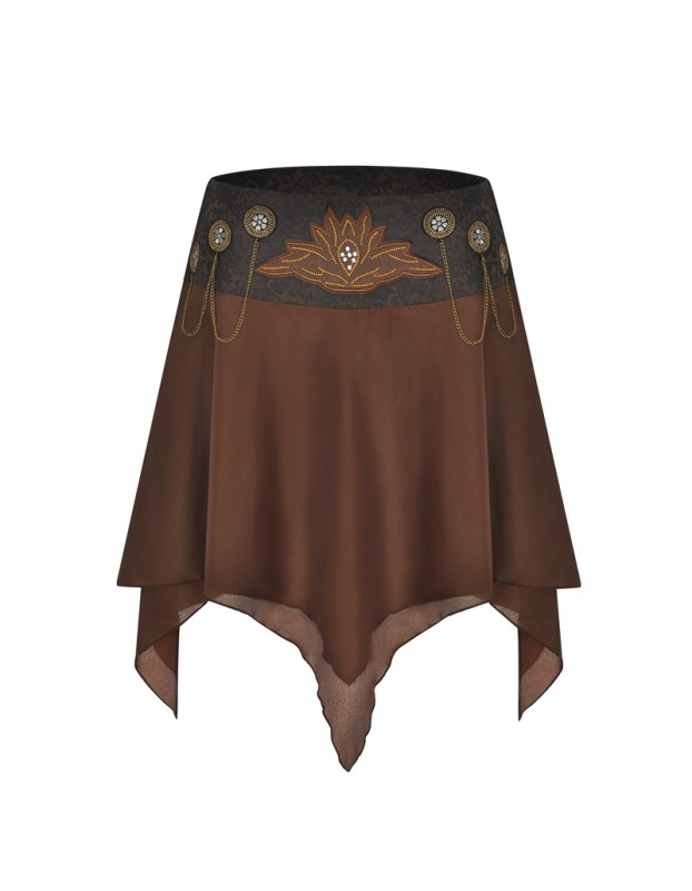 Vintage Brown Chains Steampunk Gothic Skirt M31762