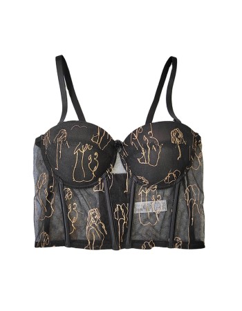 Suspenders Perspective Suit Sexy Spice Girl Top Support Gather Fish Bone Bustier KN8128