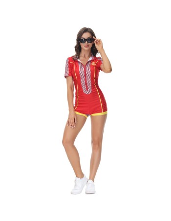 Checkered One Piece Racing Uniform Night Club Cheerleading Stage Costumes MS5062