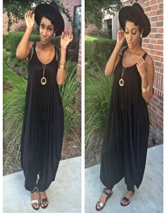 Newest Black Sleeveless Jumpsuit M2318
