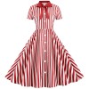 Spot Goods Bow Print Party Slim Striped Casual Summer Midi Dresses JY14771