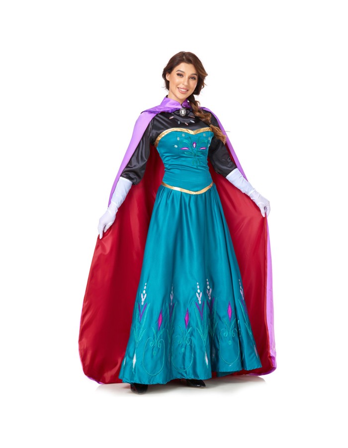 Frozen Anna Princess Long Dress Adults Snow Queen Cosplay Costume