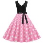 Burnt Polka Print Dot Office Wear Sleeveless V-neck White Dress JY14721