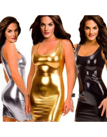 Patent Leather Skirt Sexy Mini Plus Size Evening Dress XX4083