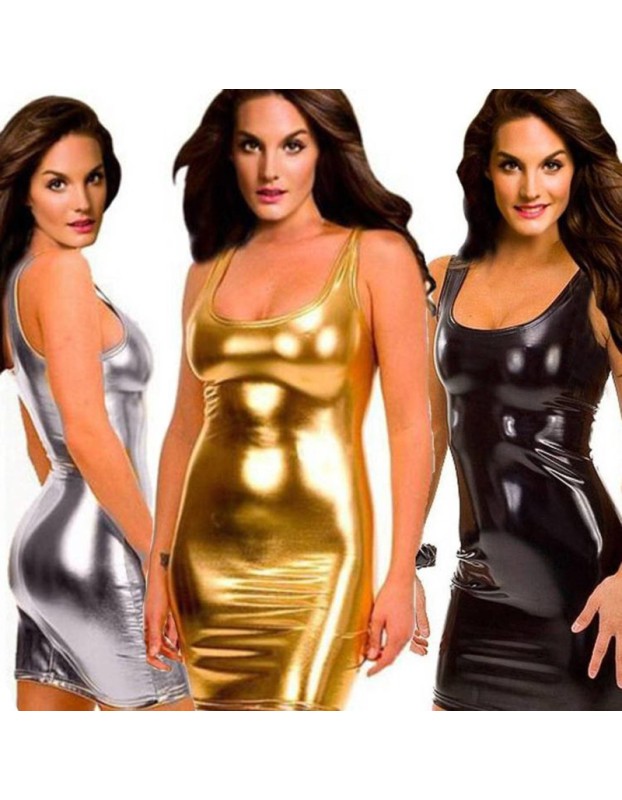 Patent Leather Skirt Sexy Mini Plus Size Evening Dress XX4083