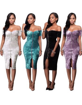 The diamond velvet zipper word brought the bandage dress skirt Night dress R704
