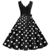 Burnt Polka Print Dot Office Wear Sleeveless V-neck White Dress JY14721