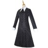 Halloween Wednesday Adams Family Costume Black Print Dress Cosplay YFZ411
