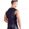 Men Faux Leather Sexy Sleeveless Stretch Slim Tops N801