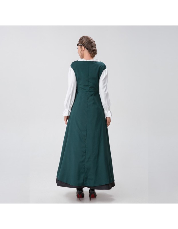 Medieval Renaissance Square Collar Waist Two-Piece Dress Retro Court Costume YM8723