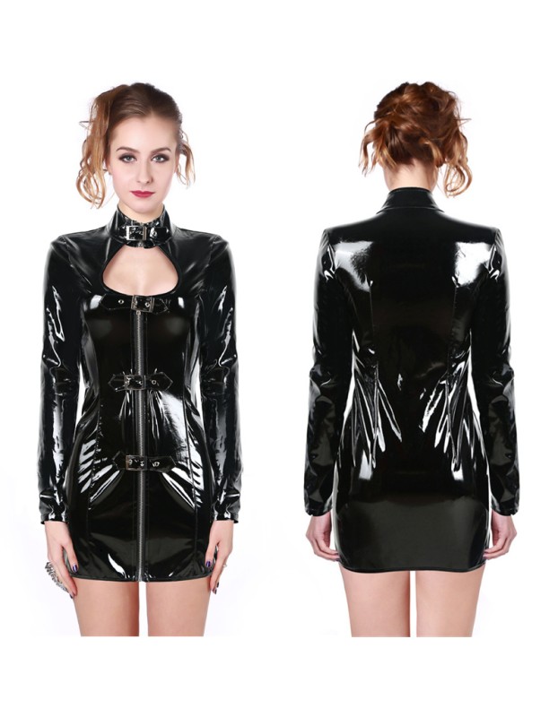 Instyle Sexy Woman Open Leather Tight Dress M7276