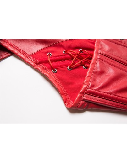 Best selling adult red black leather corset m1982
