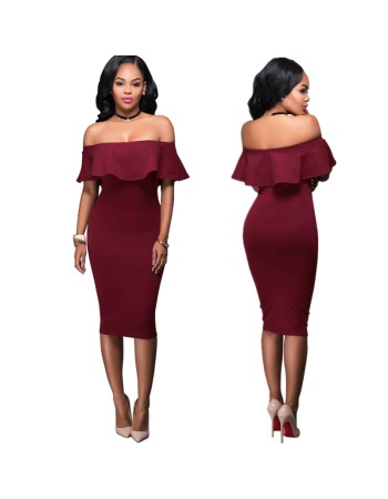 Off-shoulder Women Ruffle Dress M81092