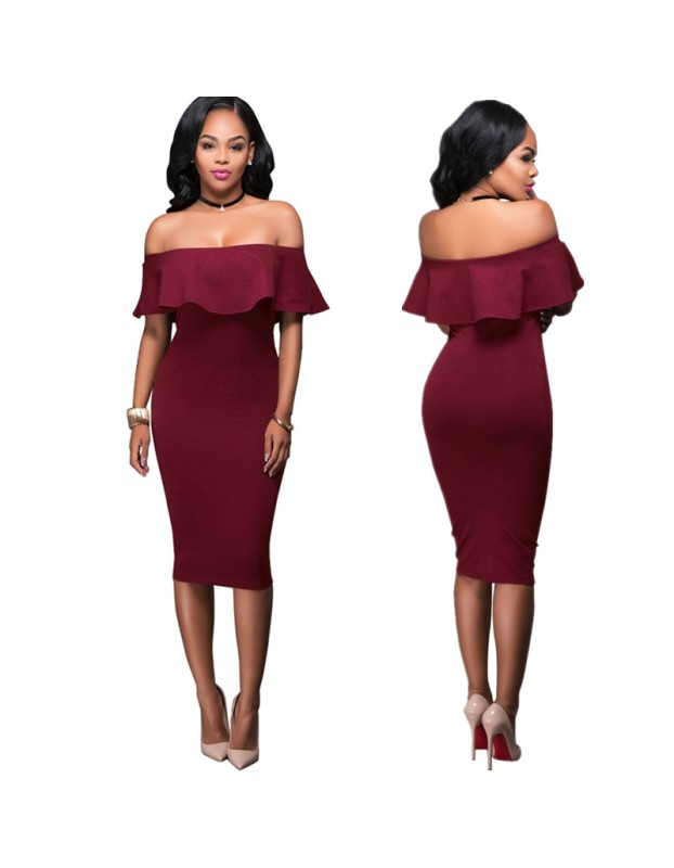 Off-shoulder Women Ruffle Dress M81092