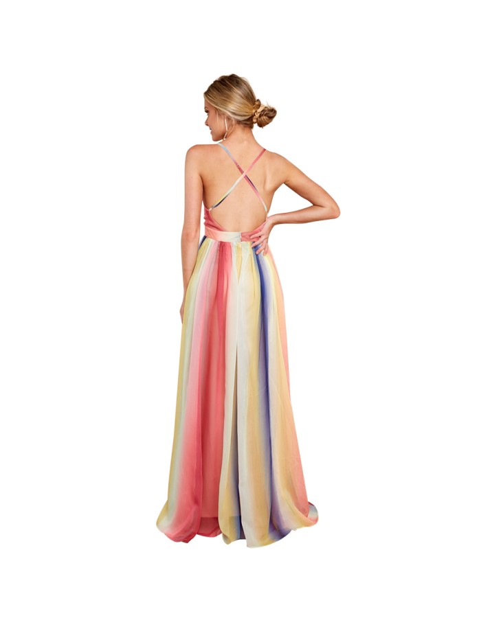Sexy Women's Deep V-neck Halter Chiffon Dress M8248