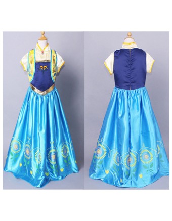New Frozen Fever Anna Kid Princess Dress Costume M8010