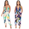 V Neck Floral print sexy summer jumpsuit M8243