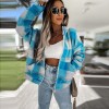Checked Woolen Cloth Flannel Shirt Zipper Hooded Cardigan Women Coats LQ168